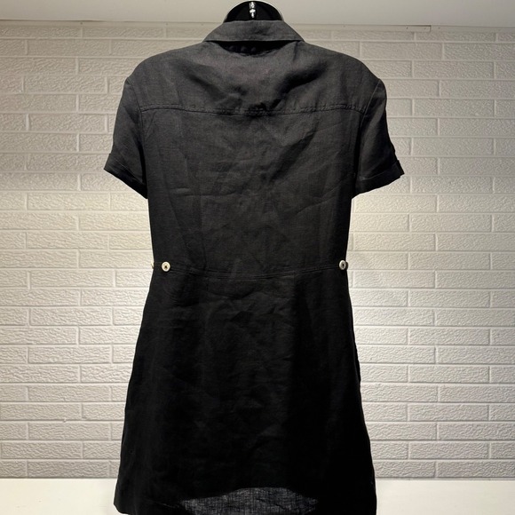 Free People Black Linen Blend Mini Dress Button Front Shirt‎ Dress XS - Picture 4 of 5